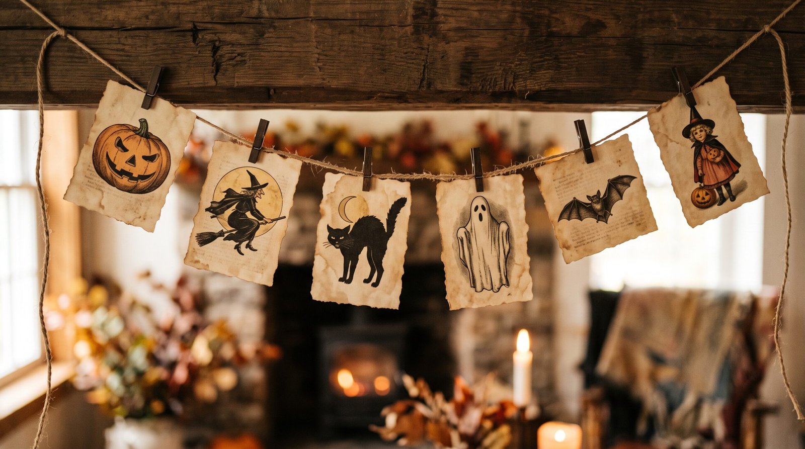 Halloween Paper_garland_on_wooden_beam