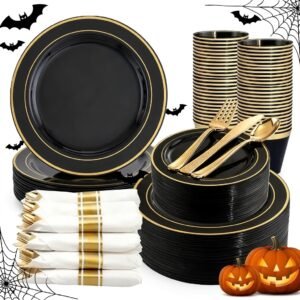 Black and Gold Plastic Plates