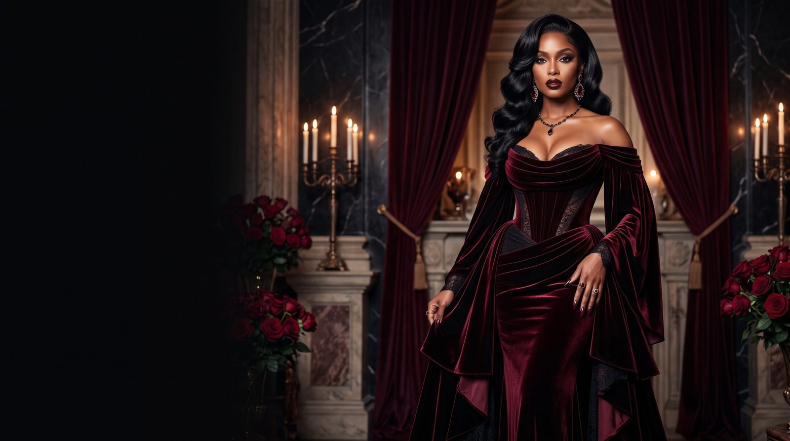 Woman_wearing_velvet_couture_gown