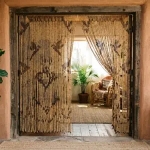 bamboo beaded curtain doorway afro boho home decor