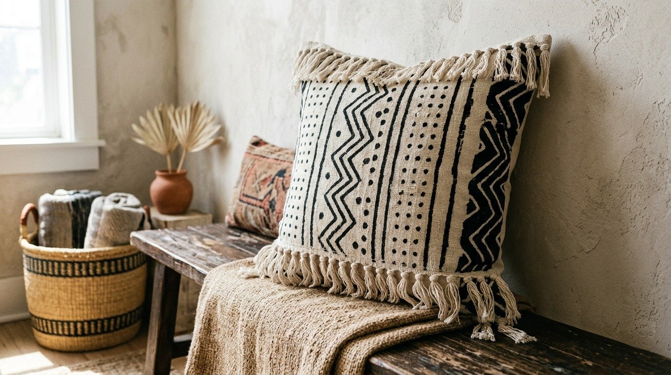 afro home decor mudcloth throw pillow authentic