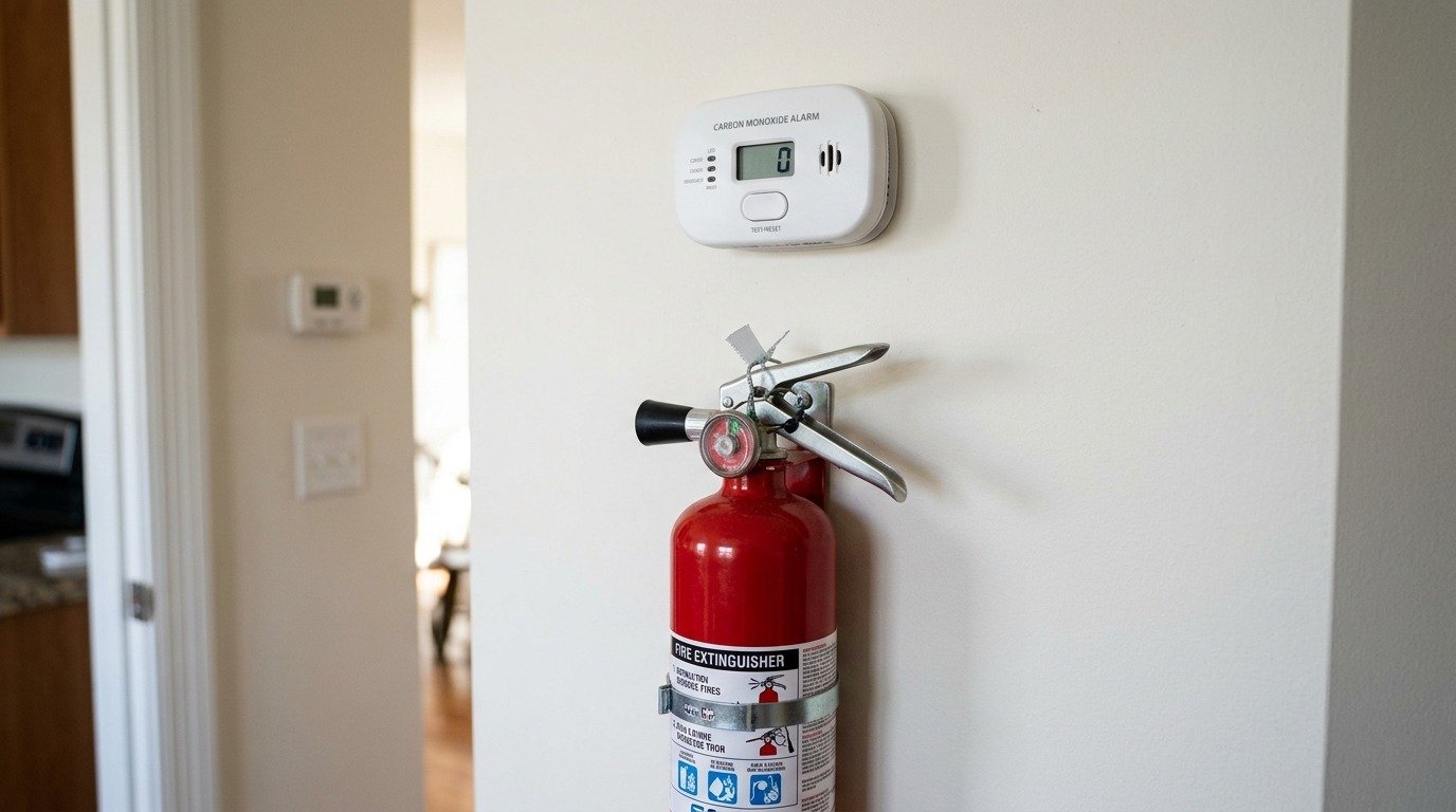 Carbon Monoxide Alarms + Fire Extinguishers
