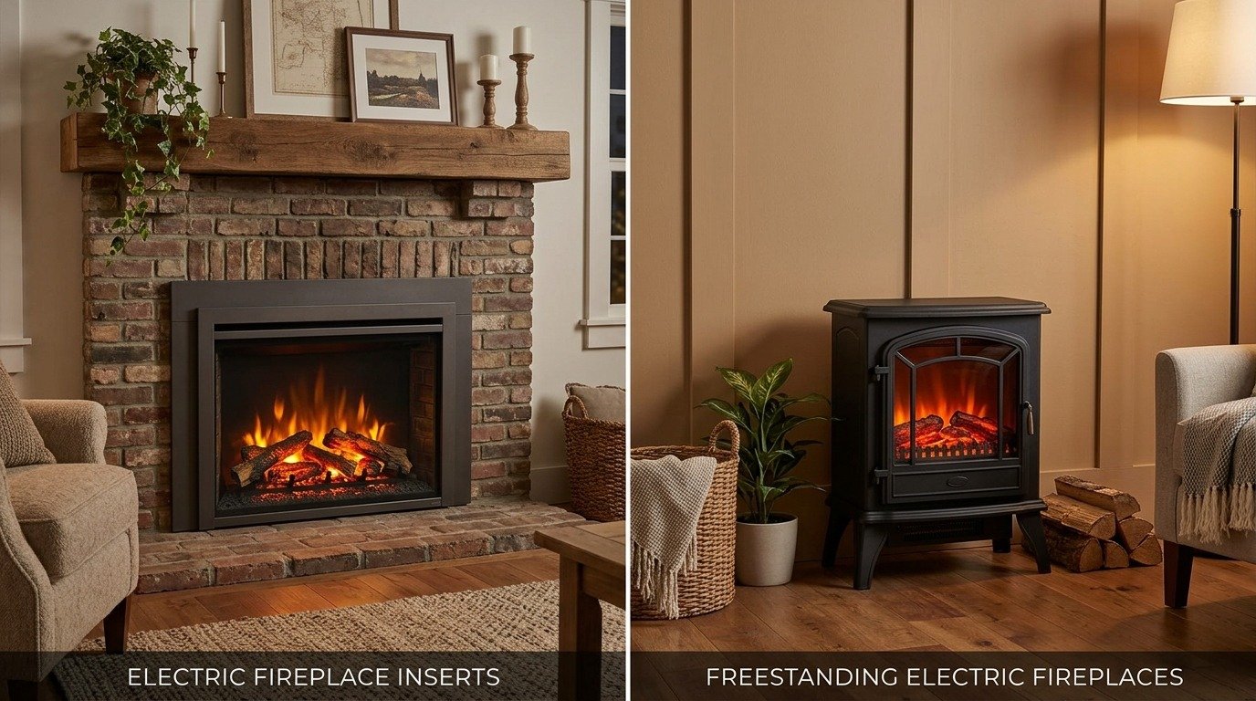 Electric Fireplace Inserts +Freestanding Electric Fireplaces