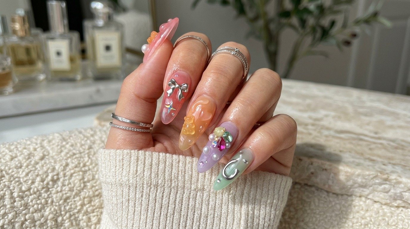 Gummy Press-On Nails 3D Nail Charms high class modern